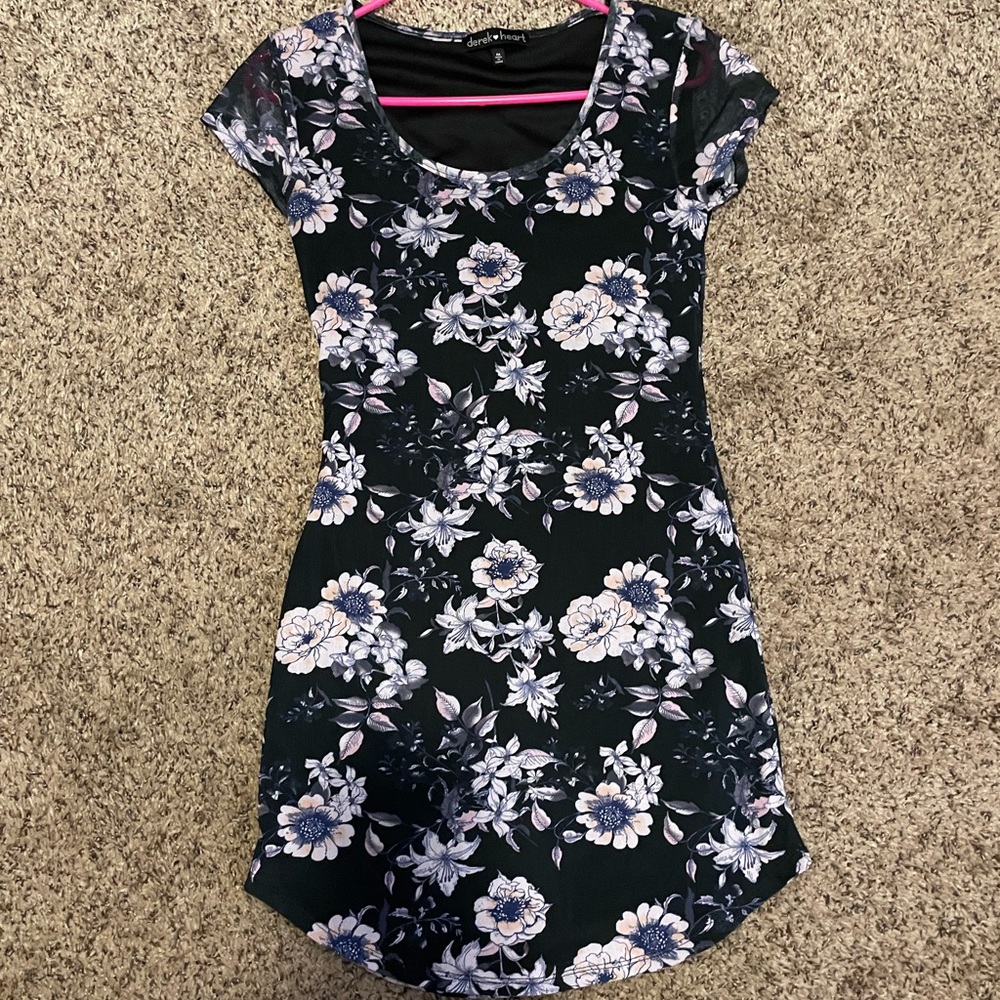 Adorable black floral mesh dress!
